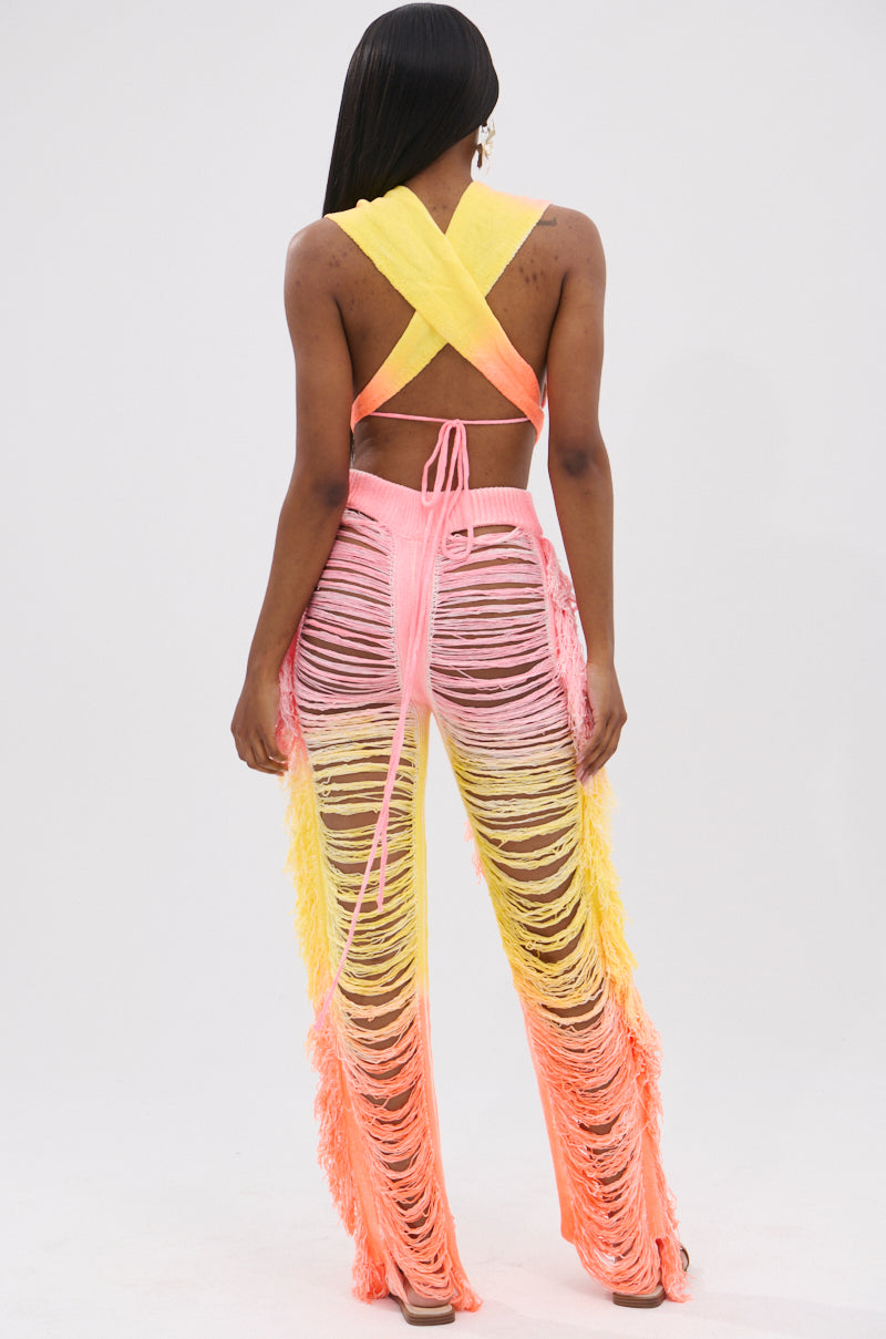 TIME TO DANCE CUTOUT FRINGE PANT AND TOP SET