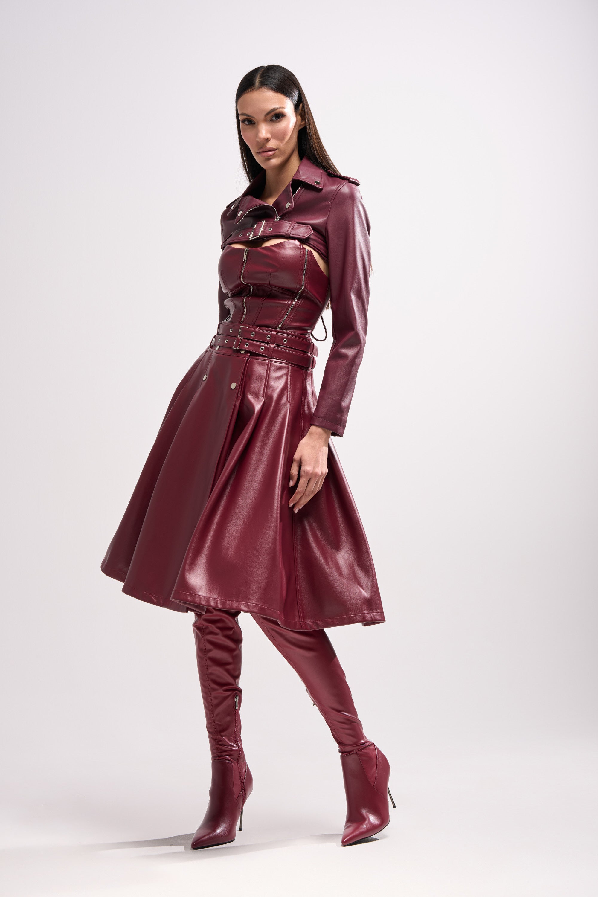 HARLEY LUXE ULTRA CROP MOTO IN BURGUNDY