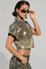 ALL ABOUT THAT SHINE BUTTON DOWN TOP