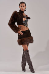 WILD SIDE FUR TRIM MINI SKIRT