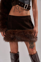 WILD SIDE FUR TRIM MINI SKIRT