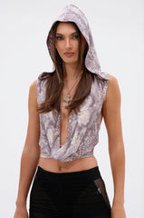 LEAH SNAKE COWL NECK BLOUSE