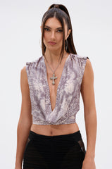 LEAH SNAKE COWL NECK BLOUSE