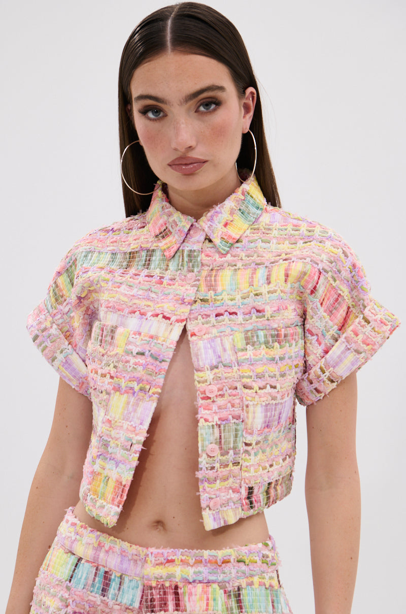 VERONICA TWEED PLAID BLOUSE