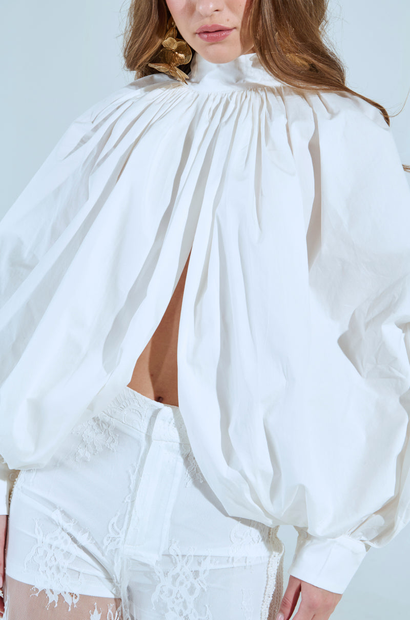 MASTERPIECE WHITE PUFF LONG SLEEVE TOP