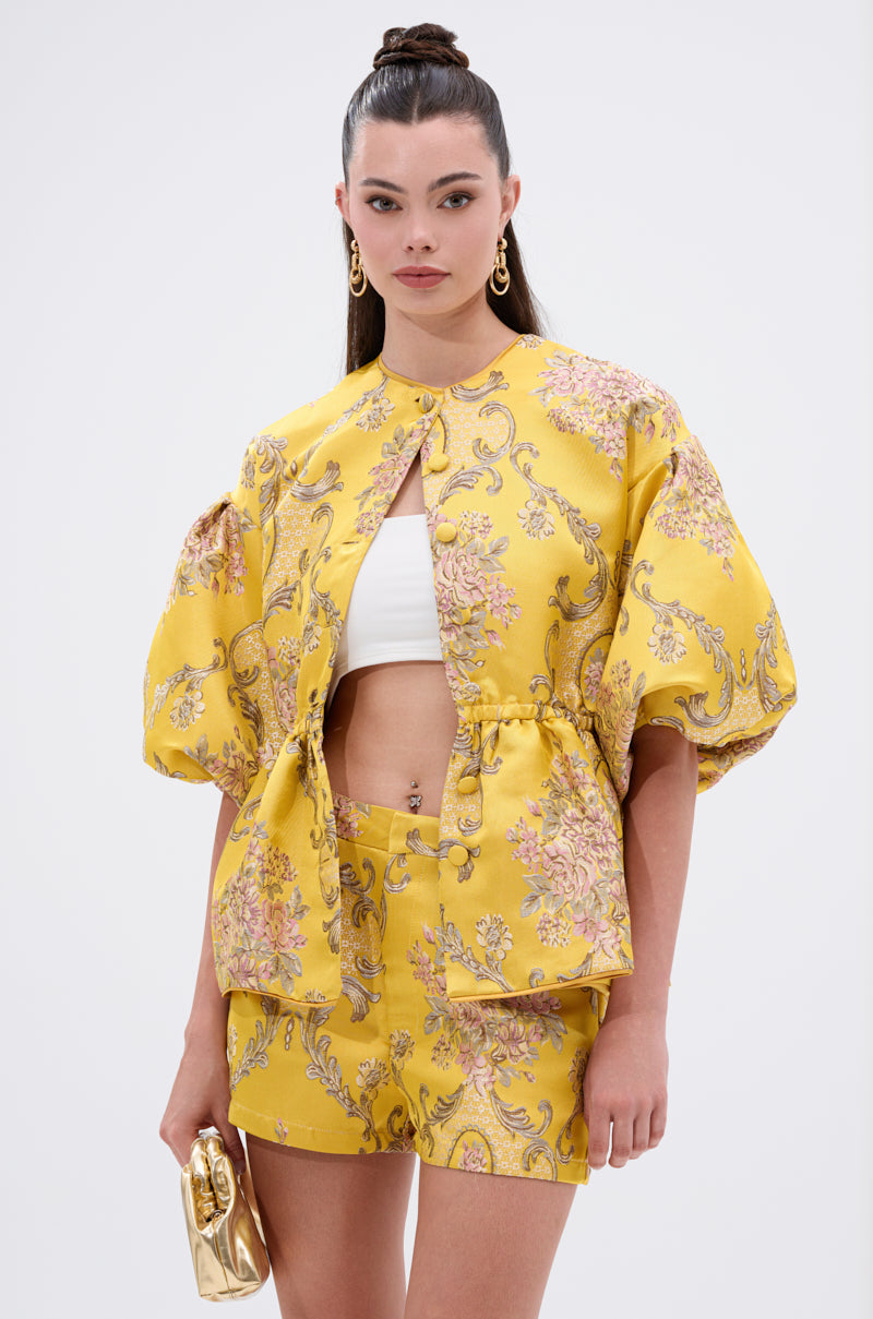 ETHEREAL BROCADE SHORT SLEEVE BLOUSE