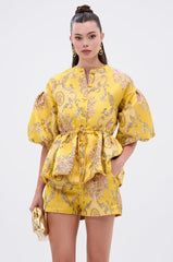 ETHEREAL BROCADE SHORT SLEEVE BLOUSE
