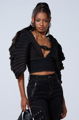 BUCKLE UP DENIM BLOUSE