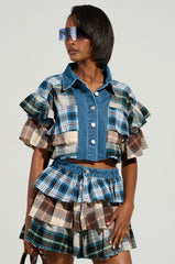 OVERRATED PLAID BUTTON DOWN BLOUSE