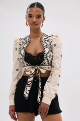 BELLINI FLORAL TIE FRONT TOP