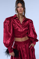 CANDICE OPEN BACK SATIN BUTTON DOWN SHIRT