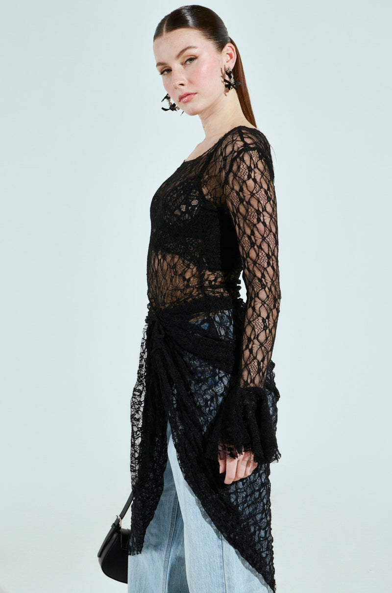 LILY LACE BLOUSE IN BLACK