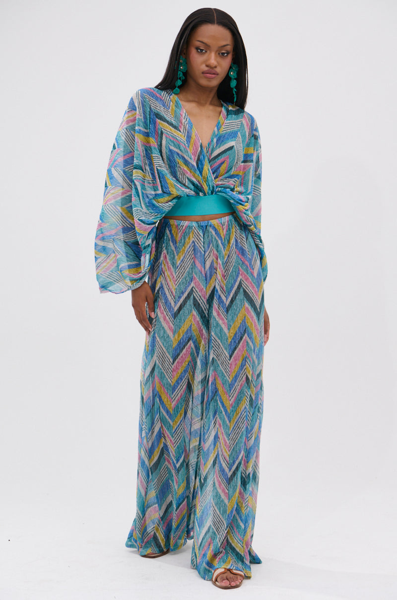 GRISELDA PRINTED CROP LONG SLEEVE TOP