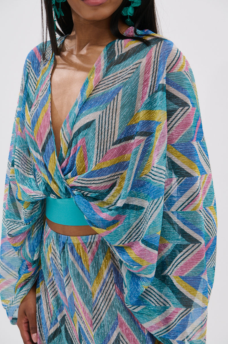 GRISELDA PRINTED CROP LONG SLEEVE TOP