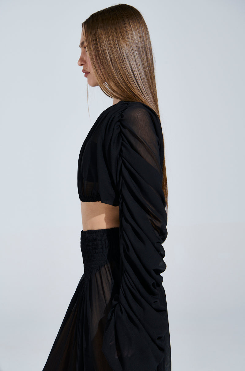 LAURA RUCHED CROPPED BLOUSE