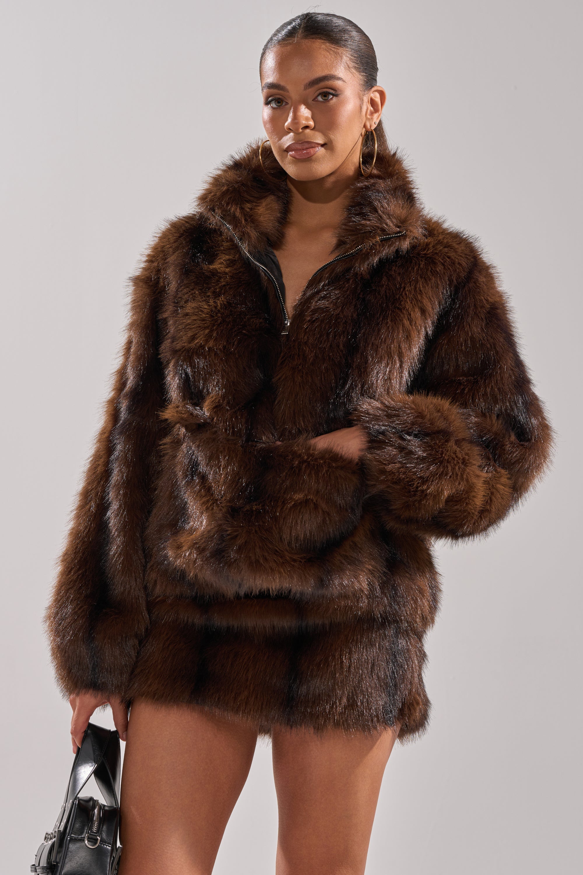 COZY VIBES QUARTER ZIP FUR SWEATSHIRT