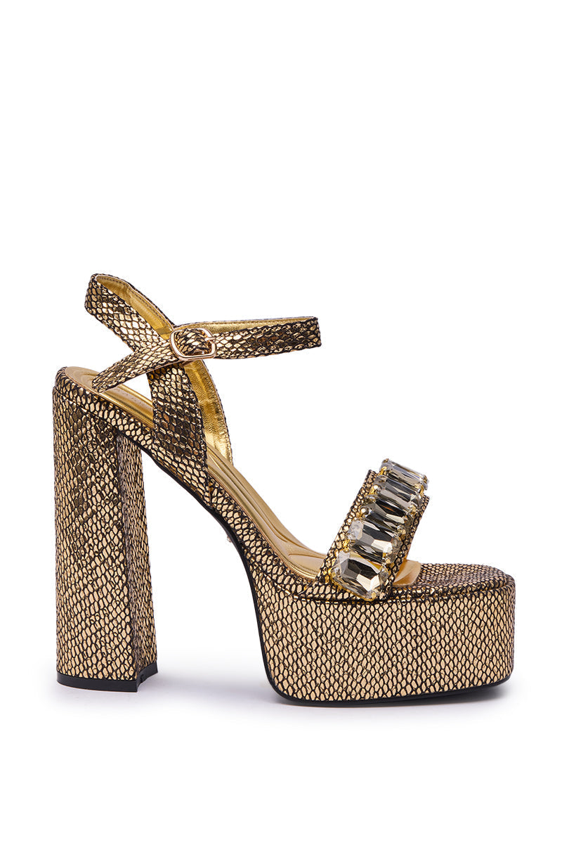 AZALEA WANG KAMILLA GOLD RHINESTONE SANDAL