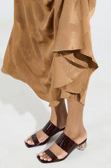 AZALEA WANG LIRIO BROWN BALL HEEL SANDAL