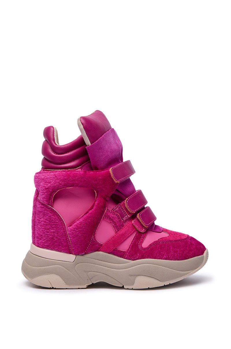 MARANTO FUCHSIA COLOR BLOCKED WEDGE SNEAKER