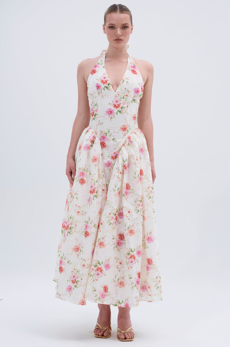 KEEP IT MOVING ON FLORAL MAXI DRESS