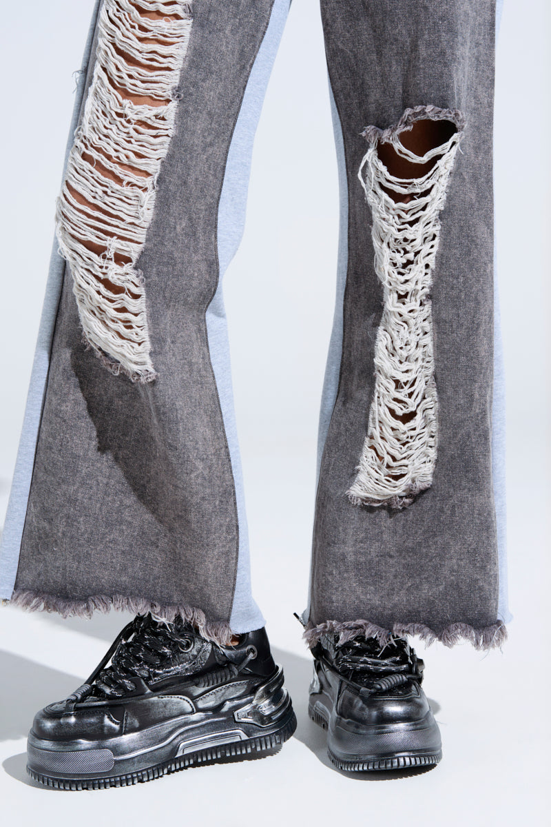 KOI FOOTWEAR METAMORPHOSIS BLACK FLAT DISTRESSED SNEAKER