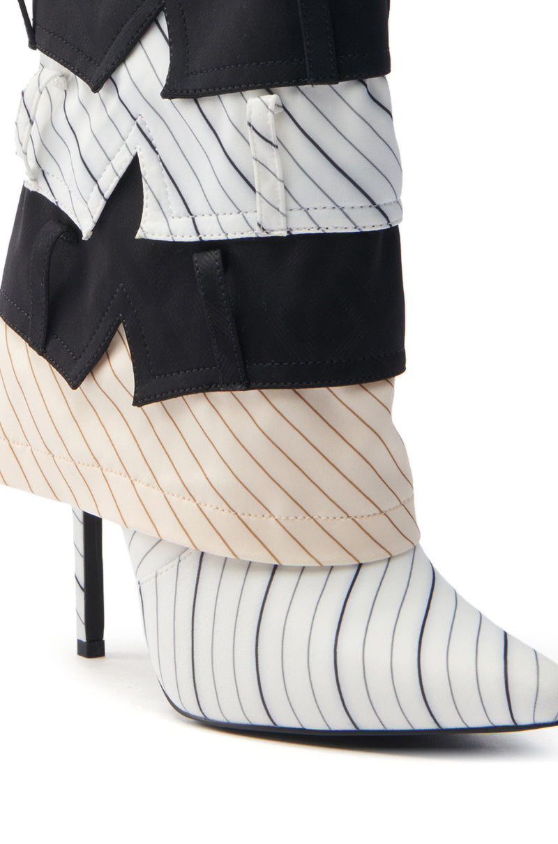 AZALEA WANG MOORE MULTI PINSTRIPE STILETTO BOOTIE