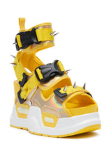 MULBERRY YELLOW SPIKEY FLATFORM SANDAL