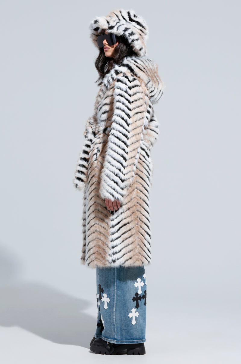 LOLA HOODED FAUX FUR JACKET