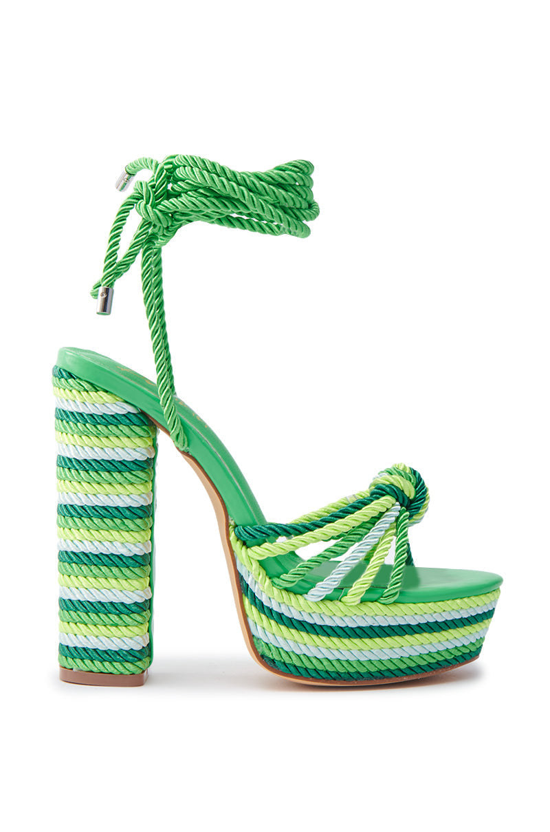 RENNEE GREEN MULTI LACE UP PLATFORM SANDAL