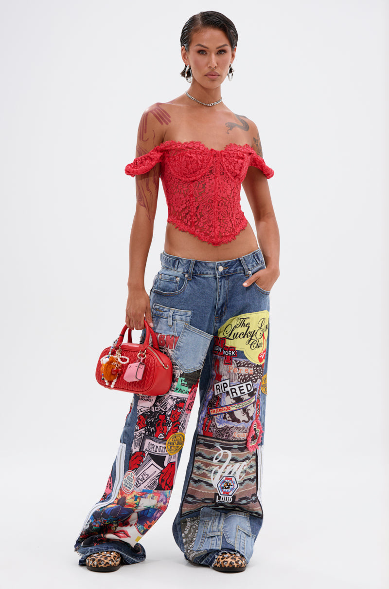 SO SICK PATCHWORK OVERSIZED JEANS