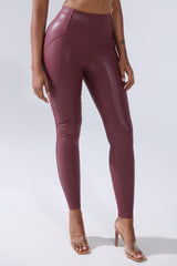 RIO HIGH RISE LEGGING WITH 4 WAY STRETCH IN OXBLOOD