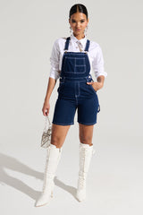 THROWING IT DOWN DENIM SHORT OVERALL