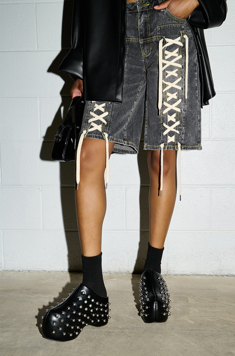 AZALEA WANG ROMESCO BLACK EMBELLISHED CLOG