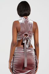 FLAUNT IT VELVET MOCK NECK BLOUSE