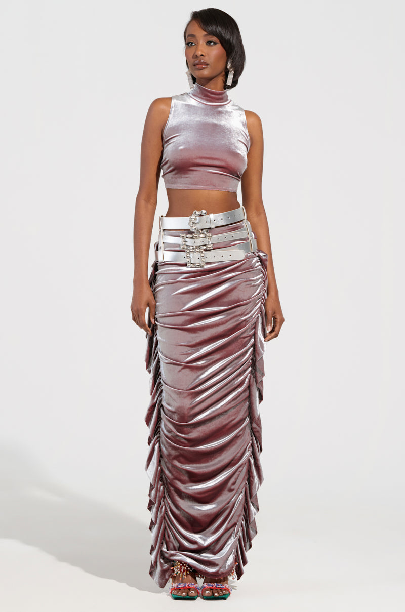 FLAUNT IT VELVET MOCK NECK BLOUSE