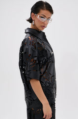 GOING CRAZY PU CUTOUT BUTTON DOWN TOP