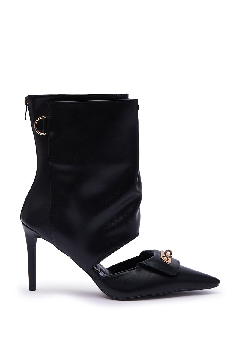 AZALEA WANG SARVESH BLACK CUTOUT STILETTO BOOTIE
