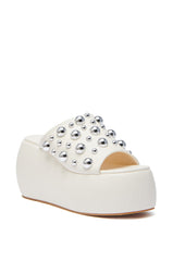 AZALEA WANG SERGO BONE EMBELLISHED CHUNKY SANDAL