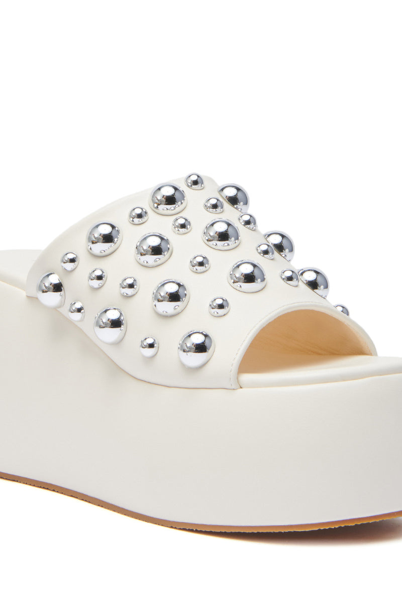 AZALEA WANG SERGO BONE EMBELLISHED CHUNKY SANDAL