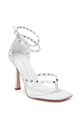 AZALEA WANG SHUGAMONK WHITE METAL EMBELLISHED THONG SANDAL