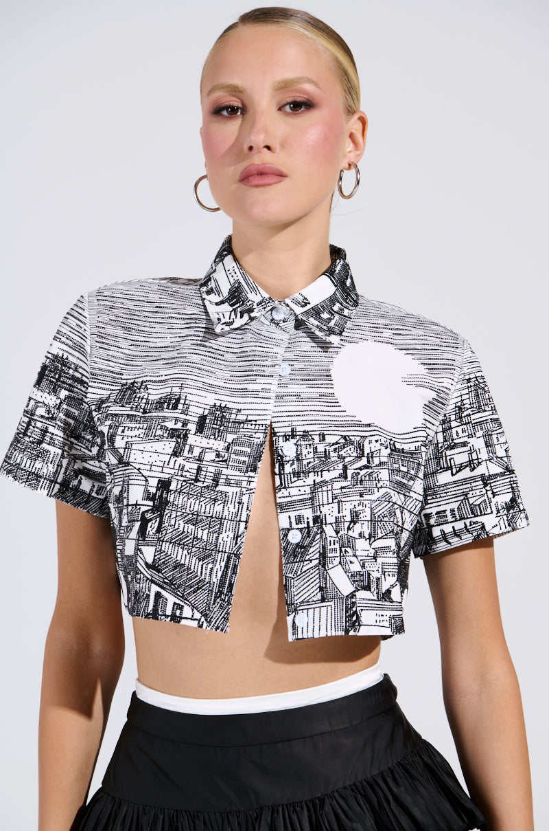 ALL AROUND THE WORLD BUTTON DOWN TOP