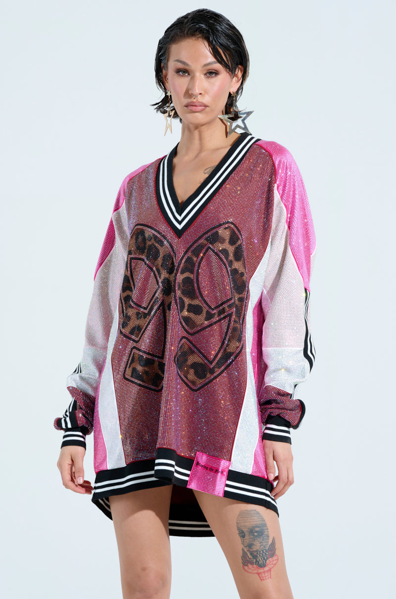 ONLY THE COOLEST RHINESTONE JERSEY DRESS