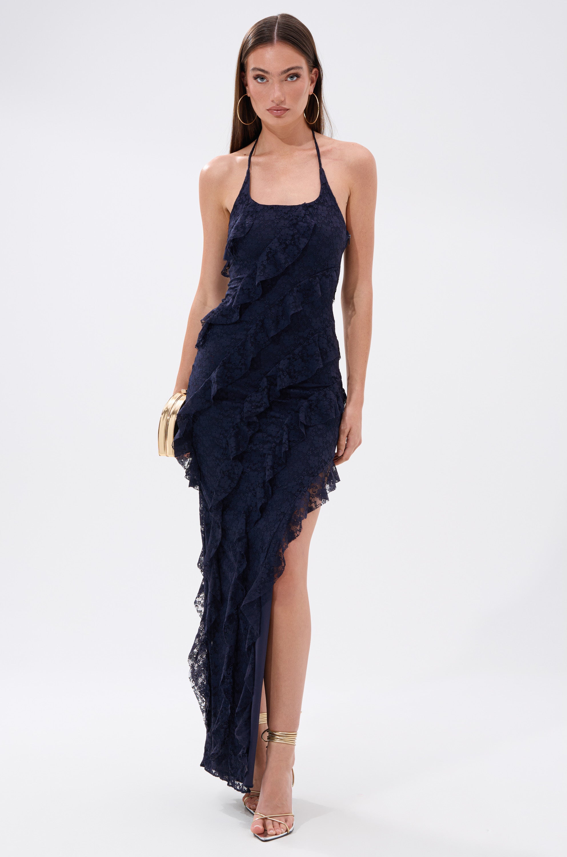 I GOT IT ALL LACE MIDI DRESS IN NAVY