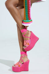 AZALEA WANG VONDA PINK WEDGE SANDAL
