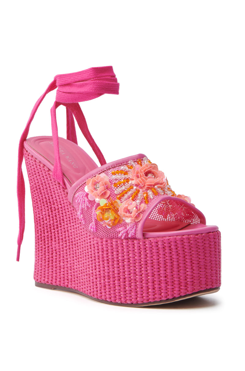AZALEA WANG VONDA PINK WEDGE SANDAL