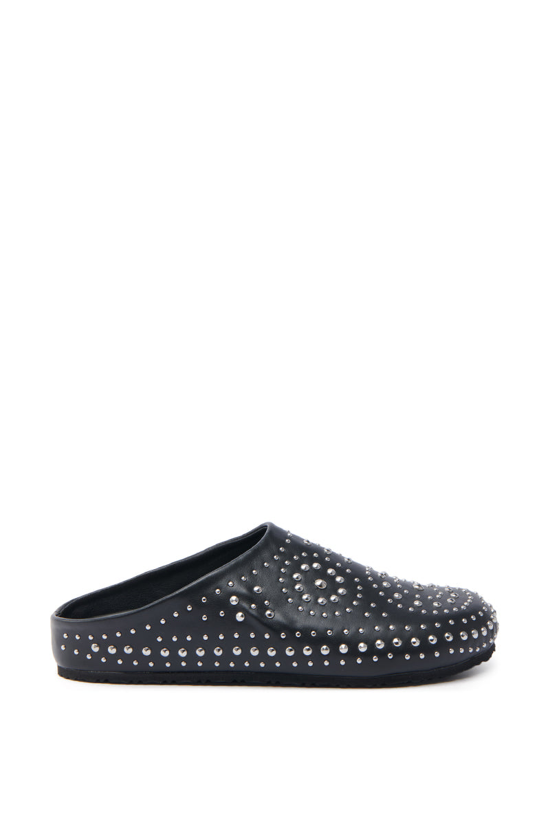 AZALEA WANG WEBSTON BLACK STUDDED MULE