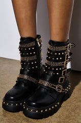 AZALEA WANG WINOLA BLACK BELTED BOOTIE