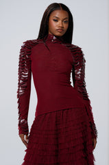 VELMA VINYL SCALE TOP IN BURGUNDY