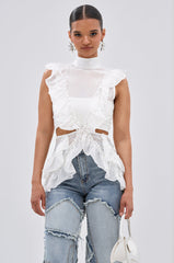 TIFFANY RUFFLE BLOUSE IN WHITE