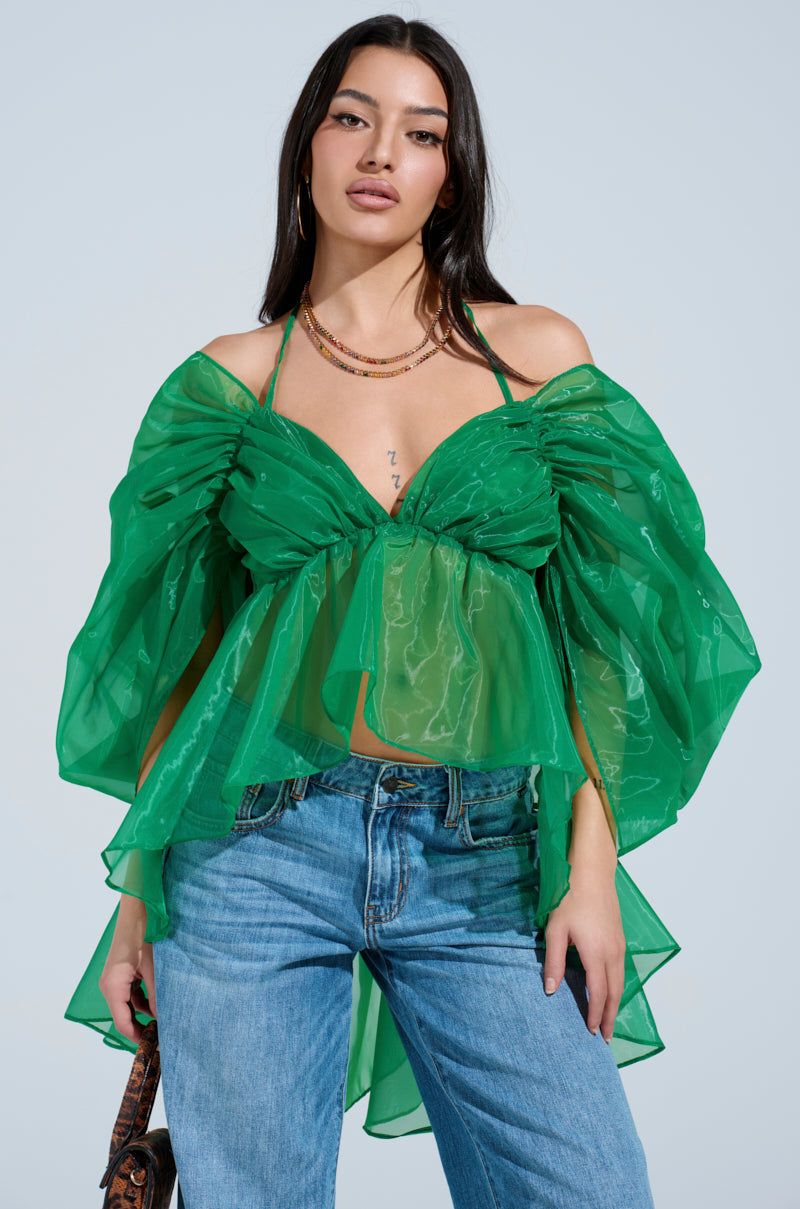 AN ELEGANT EVENING ORGANZA BLOUSE